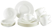 Wit koffieservies Noblesse, 18-delig, met kopjes, schoteltjes en borden, zijaanzicht
