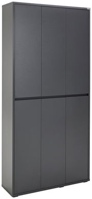 XXL-Schuh- und Mehrzweckschrank in dunklem Grau, seitliche Perspektive