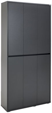 XXL-Schuh- und Mehrzweckschrank in dunklem Grau, seitliche Perspektive