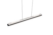 Moderne LED-Hängeleuchte in rechteckiger Form, von oben betrachtet, mit zwei Aufhängungen.