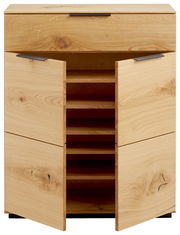 Schuhschrank aus Holz mit geöffneter Doppeltür, Frontansicht