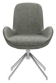 Grauer Armlehnstuhl mit modernem Design, frontalansicht