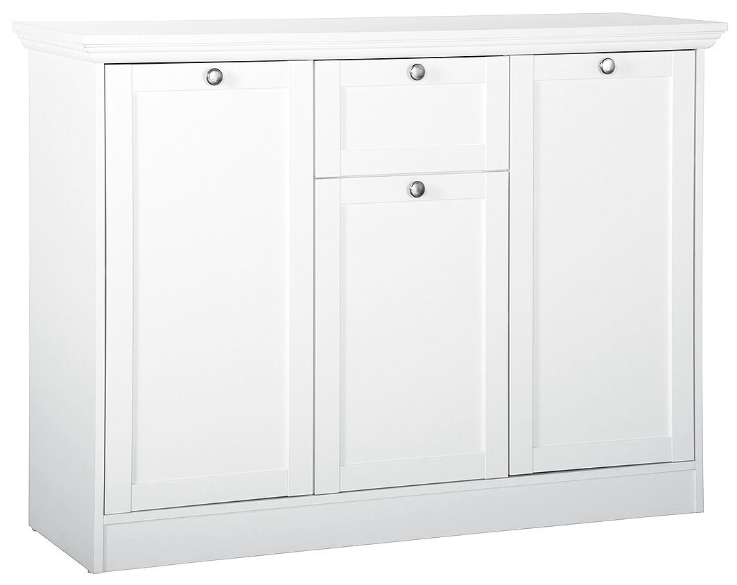 Z2 Kommode LANDWOOD Weiße Kommode mit drei Türen und einer Schublade, frontal abgebildet