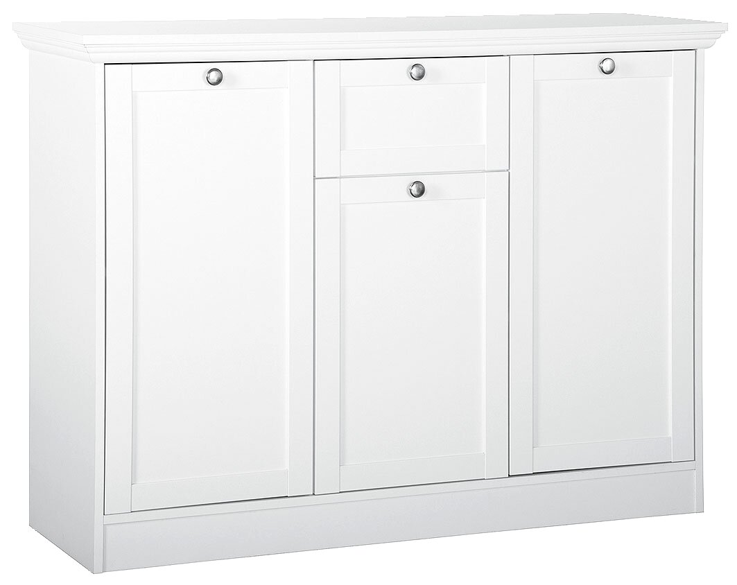 Z2 Kommode LANDWOOD Weiße Kommode mit drei Türen und einer Schublade, frontal abgebildet