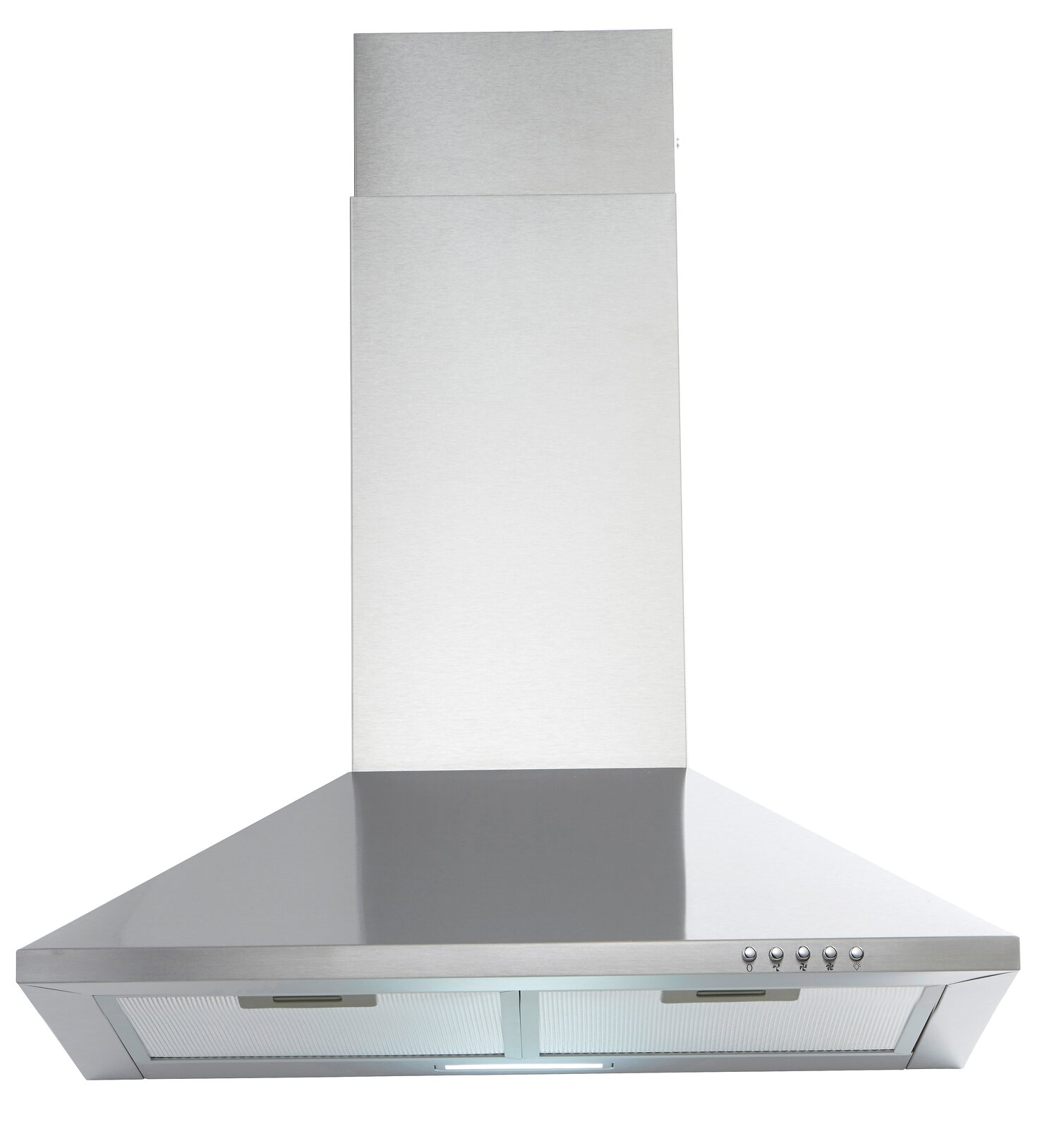 Moderne Edelstahl-Dunstabzugshaube, Frontalansicht