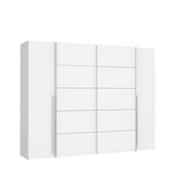 Moderner weißer Dreh- und Schwebetürenschrank, Frontalansicht