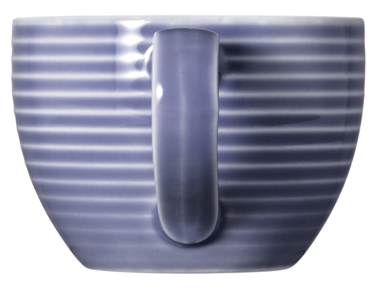 Espressokopje 0,11 l in zijaanzicht met geribbeld patroon en oor, kleur: blauw.