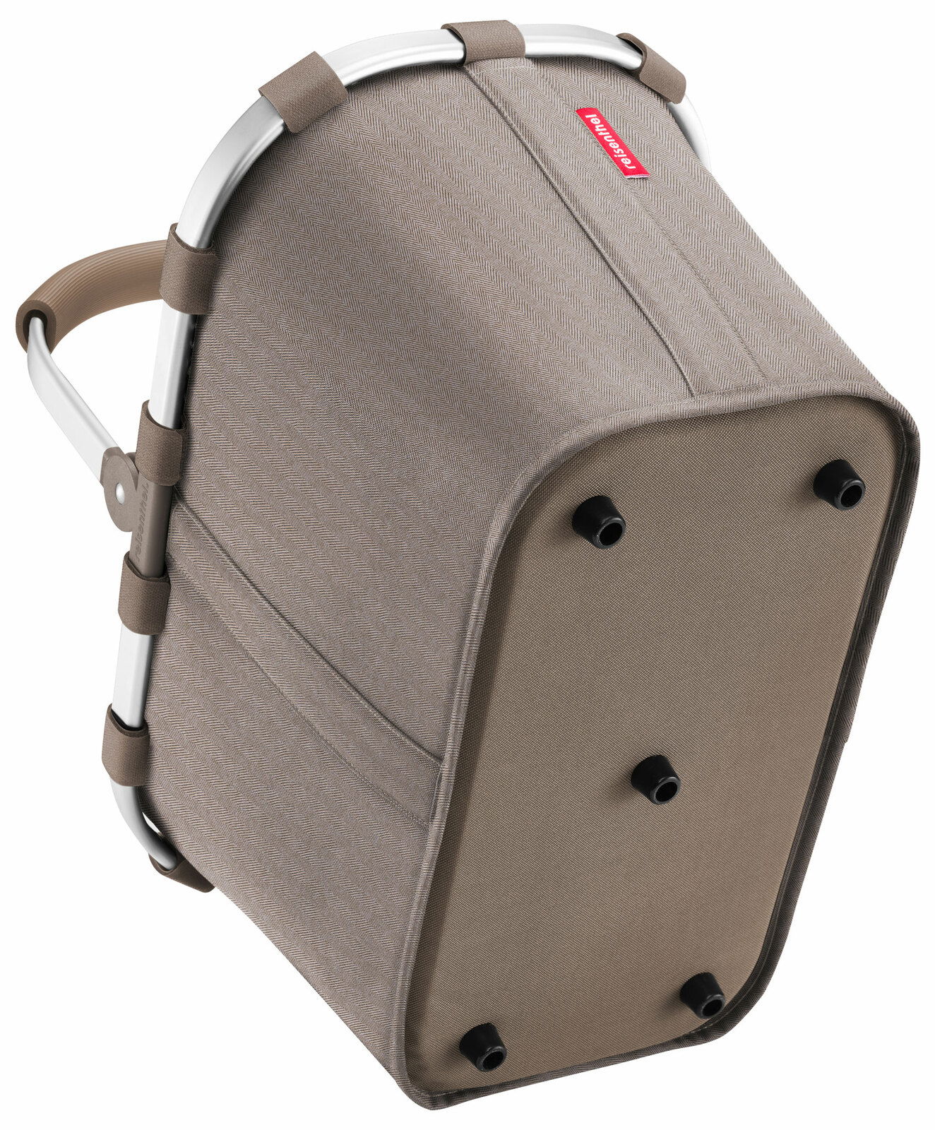 Carrybag in seitlicher Perspektive mit stabiler Aluminiumstruktur und robustem Stoffboden.