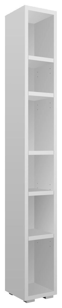 Z2 Regal IMAGE Weißes, hohes Regal mit fünf offenen Fächern, seitliche Perspektive