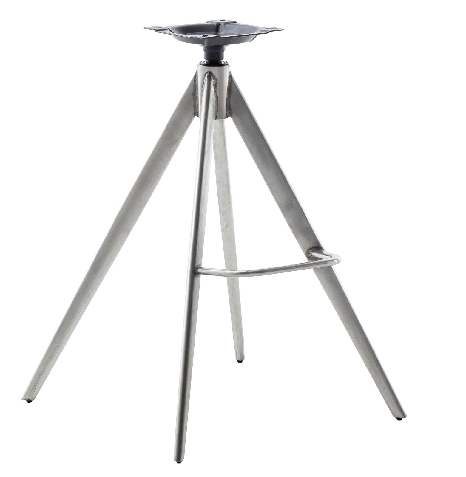 Metallisches Barstuhlgestell mit drei Beinen, seitliche Perspektive