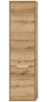 Hochschrank aus Holz in natürlicher Eichenoptik, frontal abgebildet
