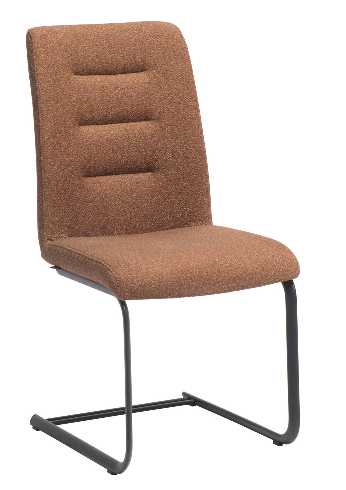 Brauner Freischwingerstuhl Venjakob EMIRA mit gepolsterter Rückenlehne und Sitzfläche, seitliche Perspektive