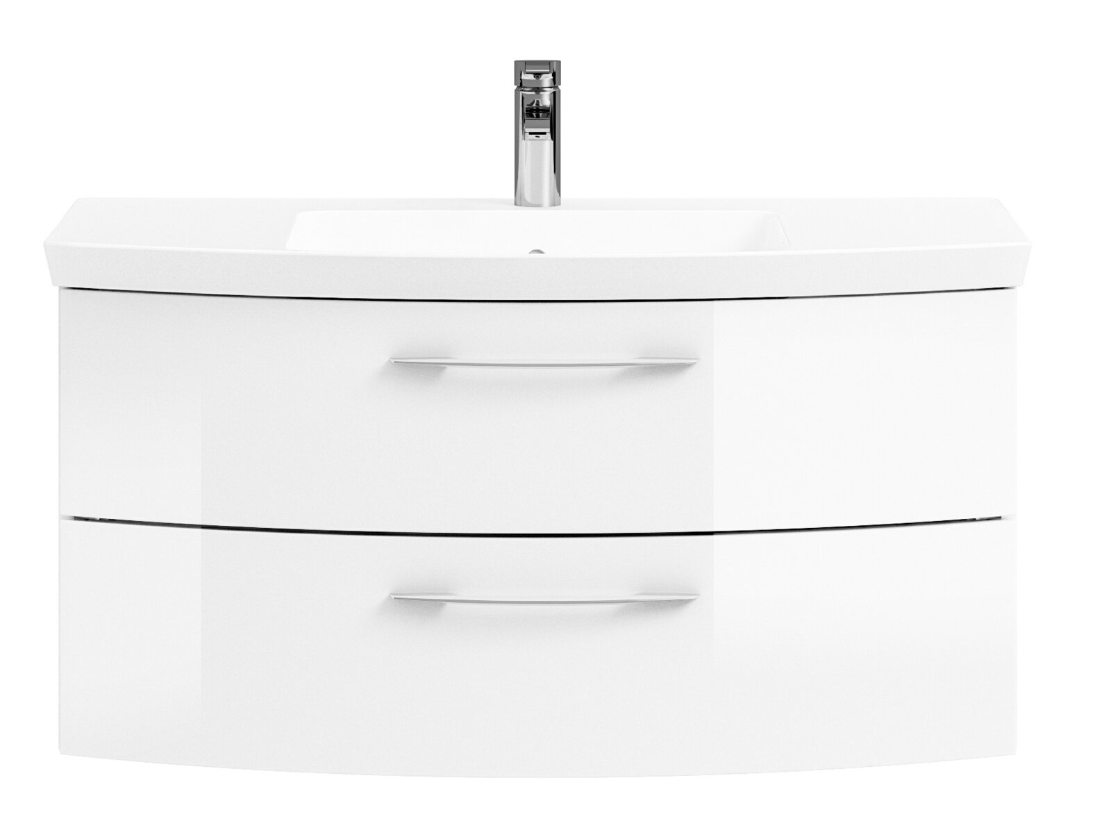 Pelipal Waschtischlösung CASSCA SPRINT Moderner weißer Waschtisch mit zwei Schubladen und integriertem Waschbecken, Frontalansicht