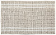 Beige Badematte mit weißen Streifen, Draufsicht