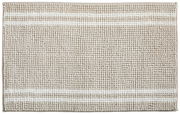Beige Badematte mit weißen Streifen, Draufsicht
