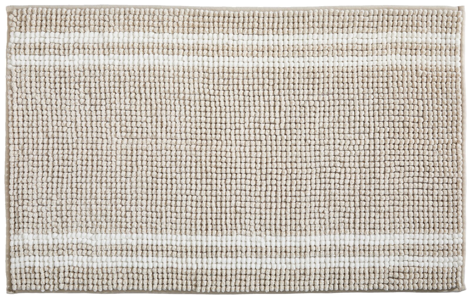 Beige badmat met witte strepen, bovenaanzicht