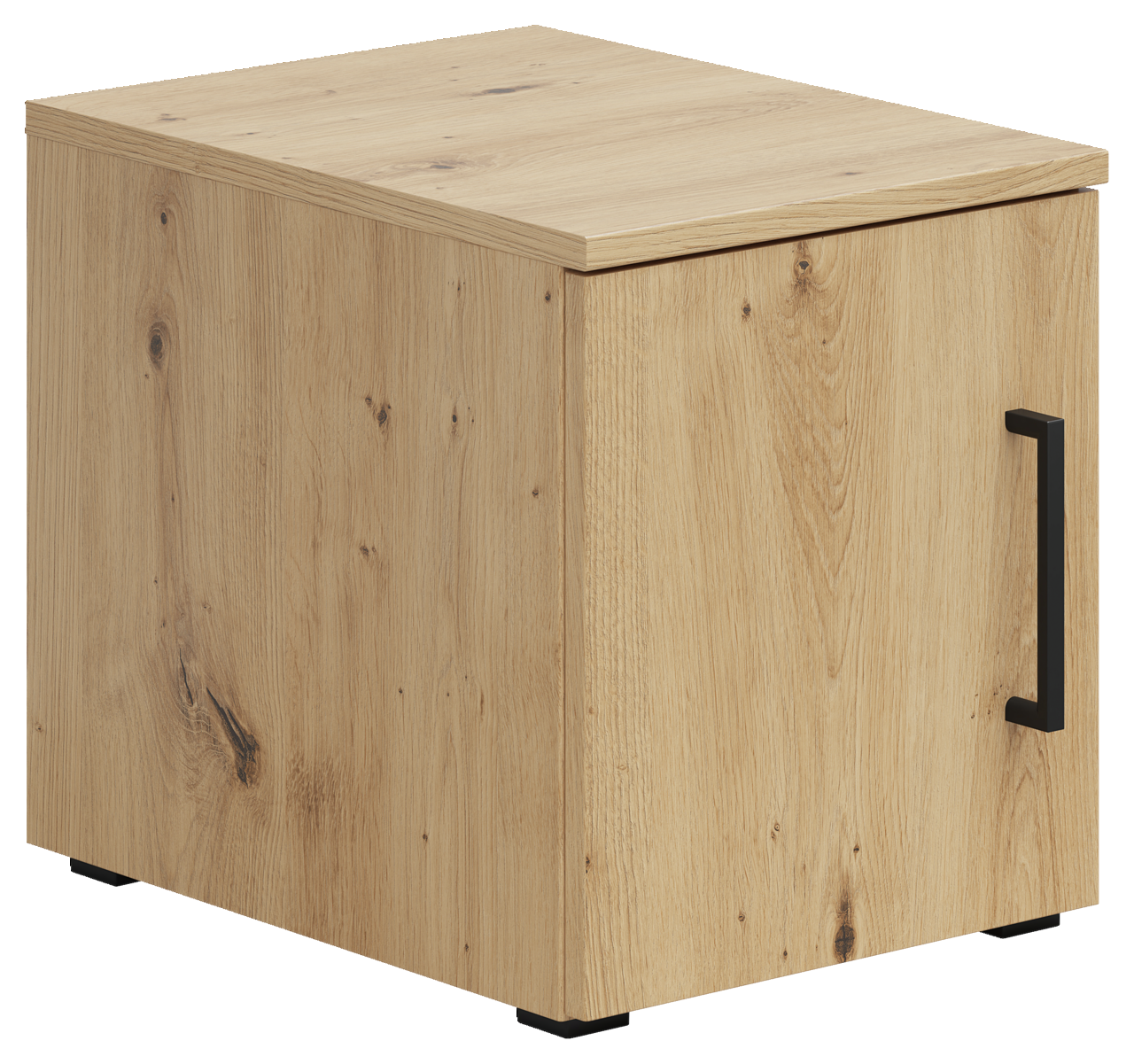 Carryhome Aufsatzschrank MULTISTAURAUM Holzfarbener Aufsatzschrank mit schwarzem Griff, seitliche Perspektive