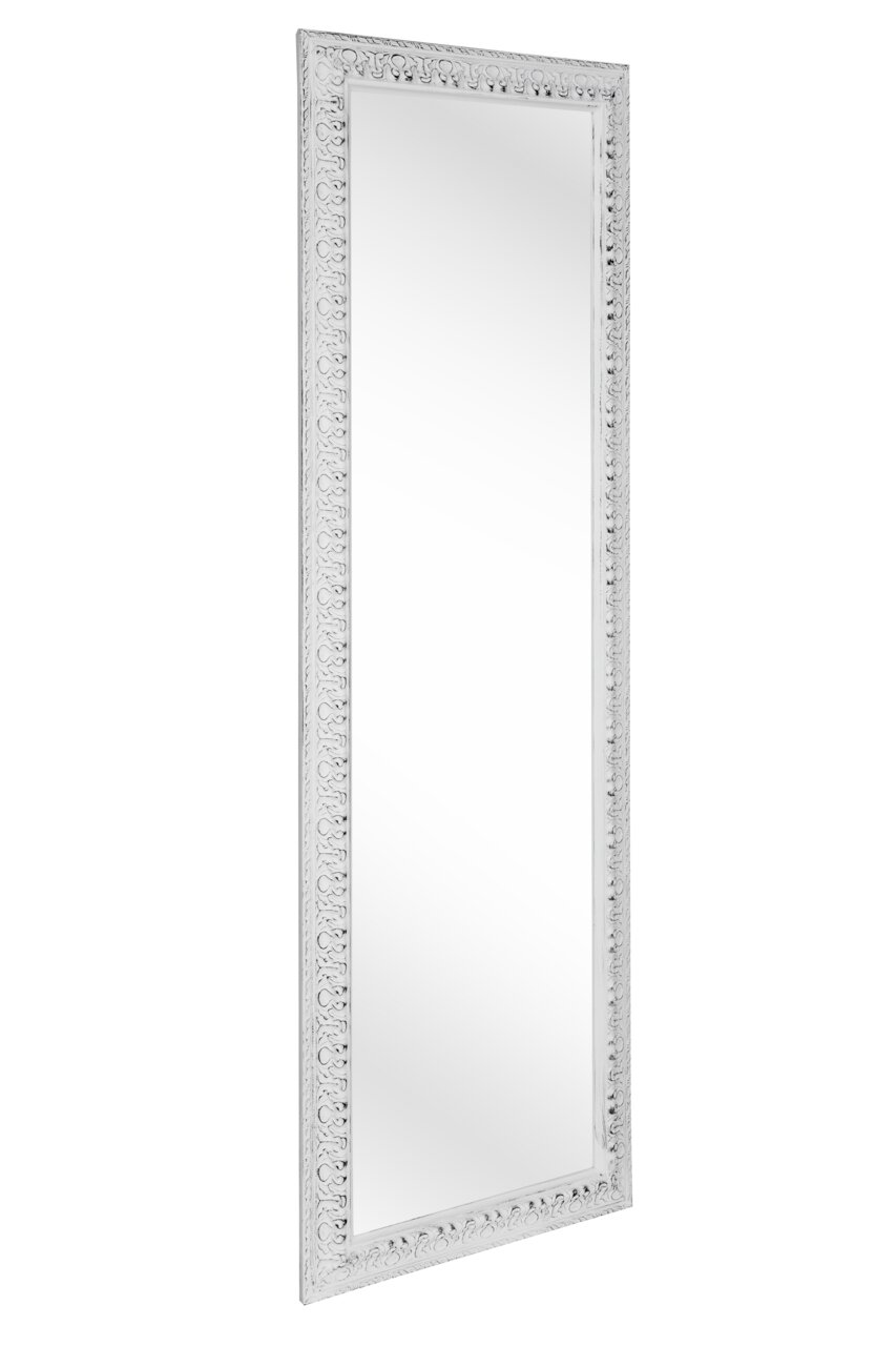 Rechteckiger Spiegel mit verziertem Rahmen, seitliche Perspektive