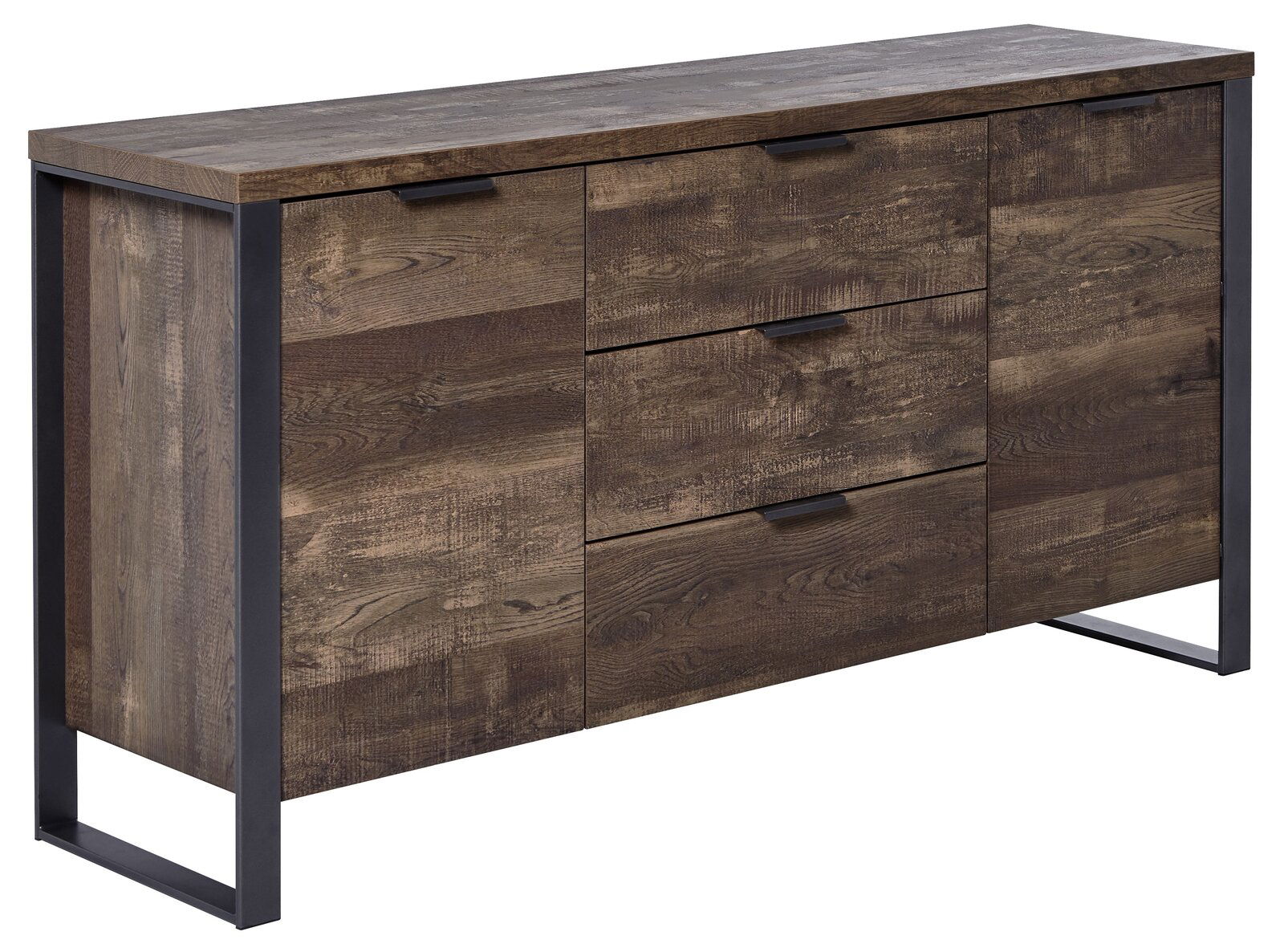 Jahnke Sideboard LOOP Sideboard aus Holz mit drei Schubladen und zwei Türen, seitliche Perspektive
