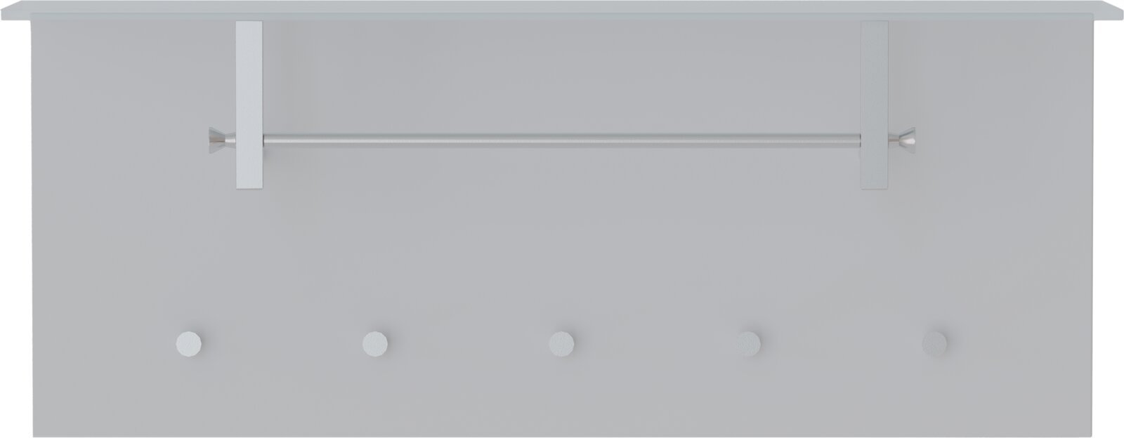 Moderano Garderobenpaneel quer LECCO Garderobenpaneel quer mit fünf Haken und einer Kleiderstange, frontale Ansicht