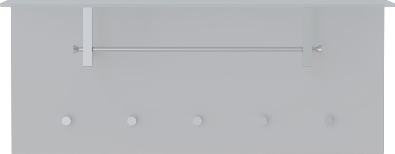 Moderano Garderobenpaneel quer LECCO Garderobenpaneel quer mit fünf Haken und einer Kleiderstange, frontale Ansicht