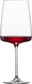 Weinglas mit rotem Wein, seitliche Perspektive