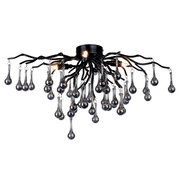 Moderne Deckenleuchte ICICLE mit hängenden, tropfenförmigen Glaselementen, seitliche Perspektive