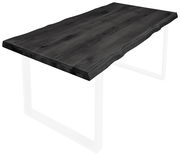 Dunkle Tischplatte mit natürlicher Kante, Perspektive von schräg oben