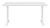 Weißer Schreibtisch mit schlichtem Design, frontal abgebildet