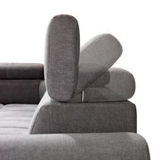 Graues Ecksofa mit verstellbarer Kopfstütze, Seitenansicht