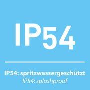 IP54 spritzwassergeschützt, blaue Hintergrundgrafik