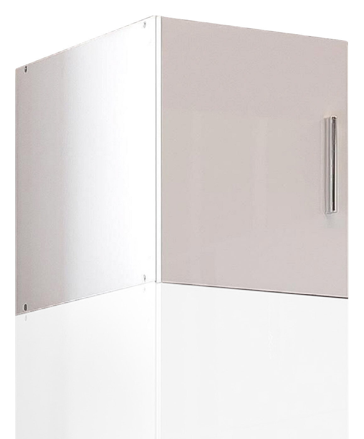 XORA Aufsatz T40 MALTA Weißer Schrankaufsatz T40 mit Metallgriff, seitliche Perspektive