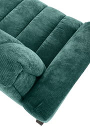 Grüne 2er-Sitzbank aus weichem Stoff, Nahaufnahme von oben