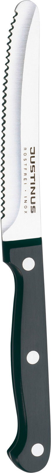Justinus Brötchenmesser Küchenchef KÜCHENCHEF Brötchenmesser mit gezackter Klinge und schwarzem Griff, seitliche Ansicht