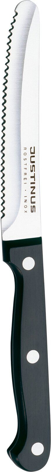 Justinus Brötchenmesser Küchenchef KÜCHENCHEF Brötchenmesser mit gezackter Klinge und schwarzem Griff, seitliche Ansicht