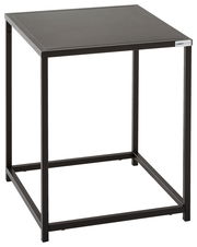 Moderner schwarzer Beistelltisch aus Metall, seitliche Perspektive