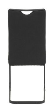 Rückansicht eines schwarzen Schwingstuhls mit Metallgestell