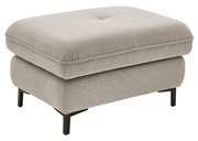 Beiger XL Hocker mit schwarzem Metallgestell, seitliche Perspektive