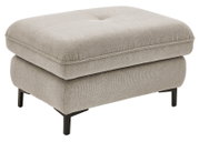 Beiger XL Hocker mit schwarzem Metallgestell, seitliche Perspektive
