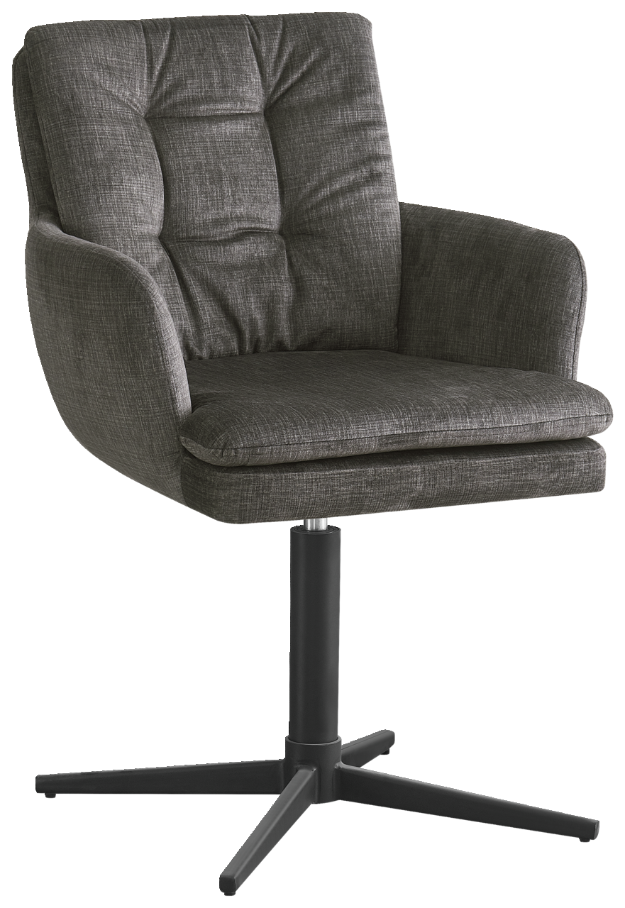 Novel Armlehnstuhl INGO Grauer Armlehnstuhl mit gepolsterter Sitzfläche und Rückenlehne, seitliche Perspektive