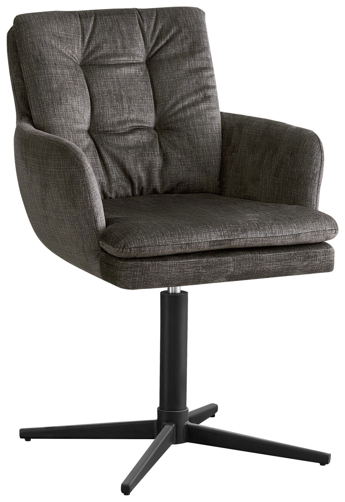 Novel Armlehnstuhl INGO Grauer Armlehnstuhl mit gepolsterter Sitzfläche und Rückenlehne, seitliche Perspektive