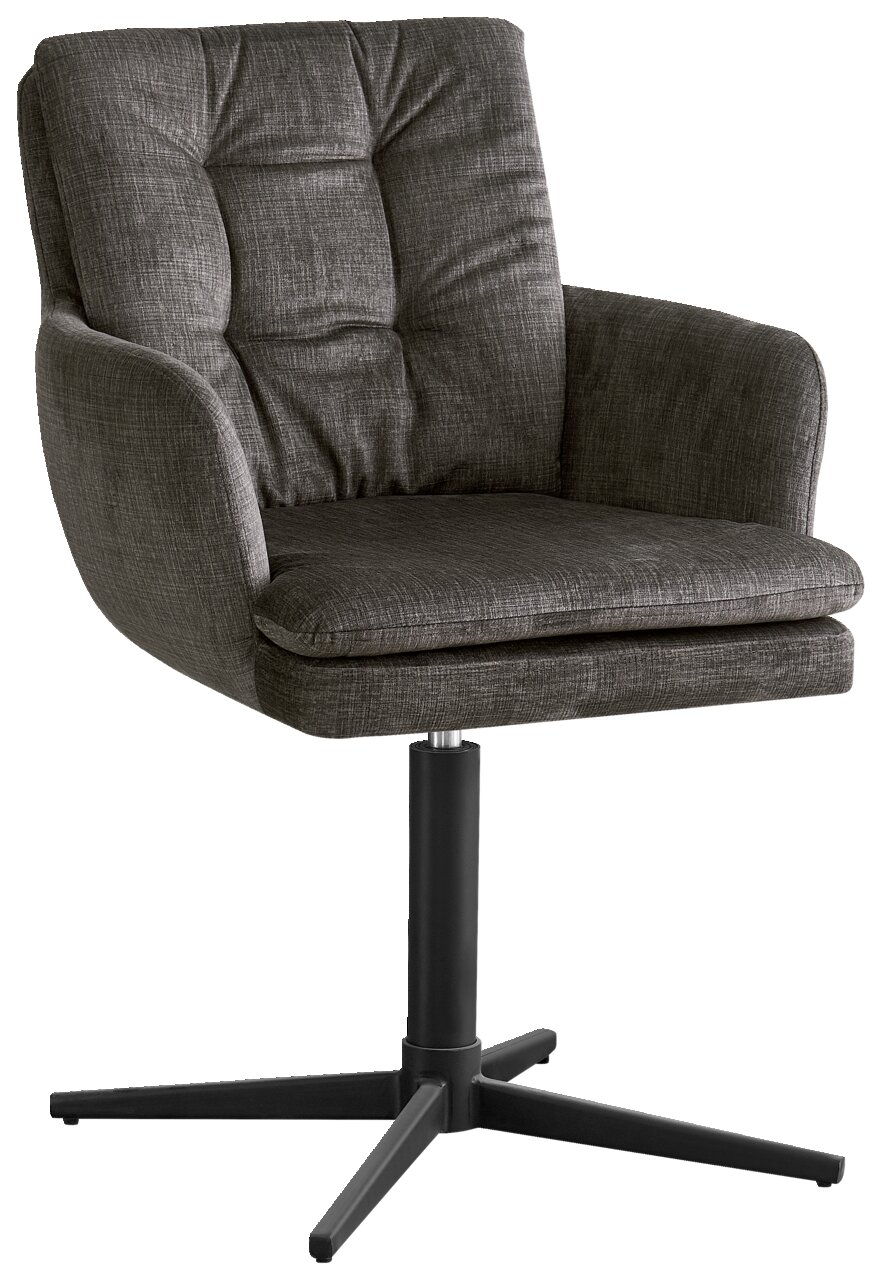 Novel Armlehnstuhl INGO Grauer Armlehnstuhl mit gepolsterter Sitzfläche und Rückenlehne, seitliche Perspektive