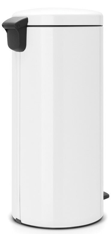 Brabantia Treteimer NEWLCON Weißer Treteimer aus seitlicher Perspektive mit schwarzem Pedal und Deckelgriff.