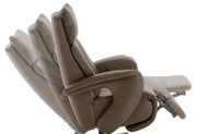Brauner Relax-Sessel in seitlicher Perspektive, zeigt verschiedene Neigungspositionen.