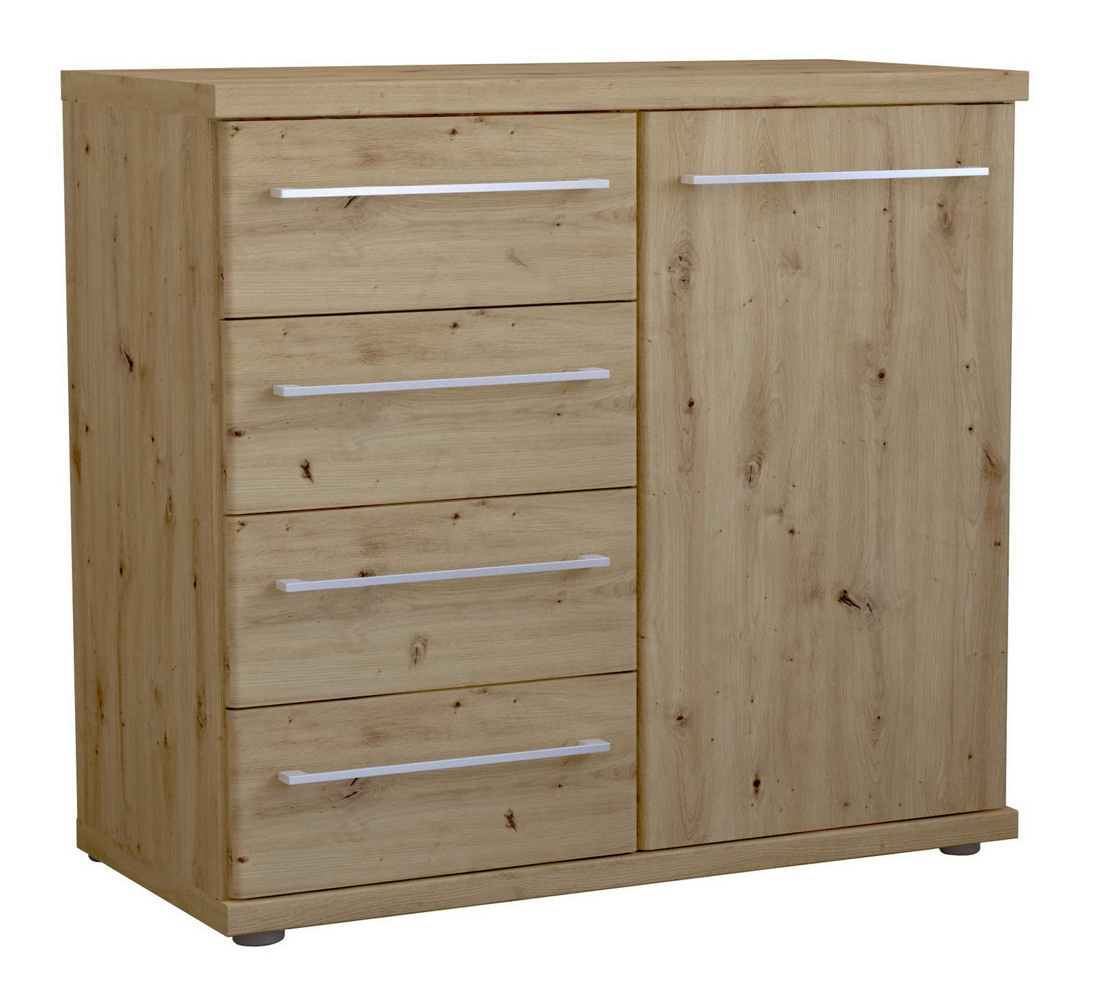 Venda Kombikommode MAINAU 2 Kombikommode aus Holz mit vier Schubladen und einer Tür, seitliche Perspektive