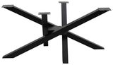 Schwarzes, modernes Tischgestell aus Metall in sternförmigem Design, seitliche Perspektive