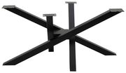 Schwarzes, modernes Tischgestell aus Metall in sternförmigem Design, seitliche Perspektive