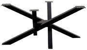 Schwarzes, modernes Tischgestell aus Metall in sternförmigem Design, seitliche Perspektive