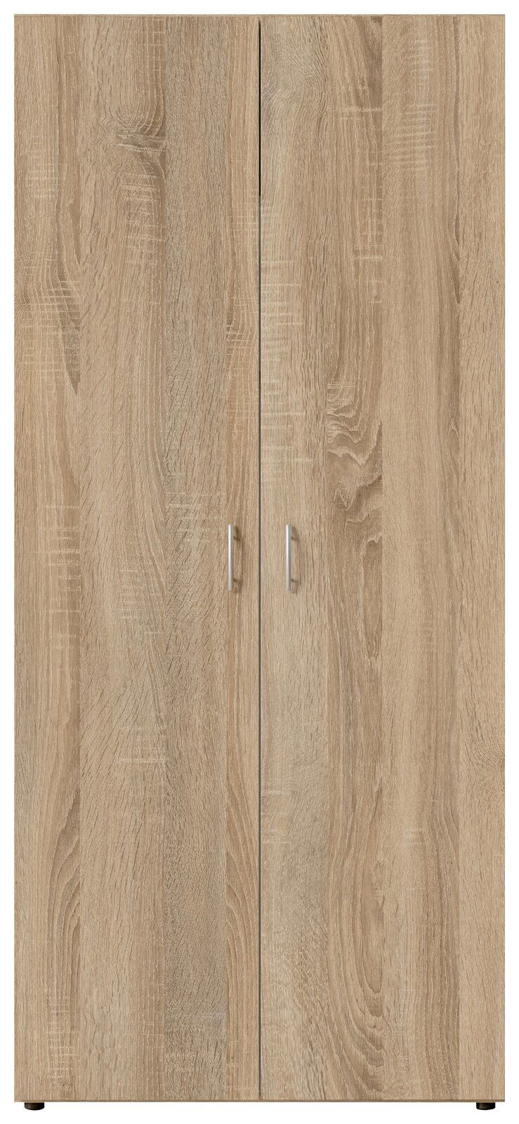 Zweiflügeliger Drehtürenschrank aus Holz in Eichenoptik, Frontalansicht