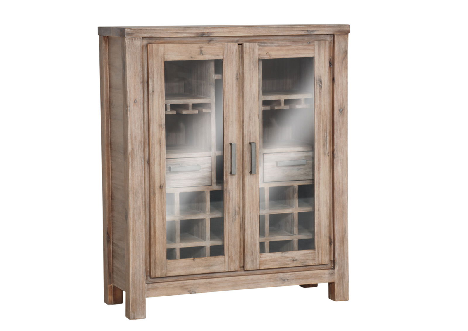 Landscape Highboard TUNIS Rustikales Highboard aus Holz mit Glastüren, frontal fotografiert